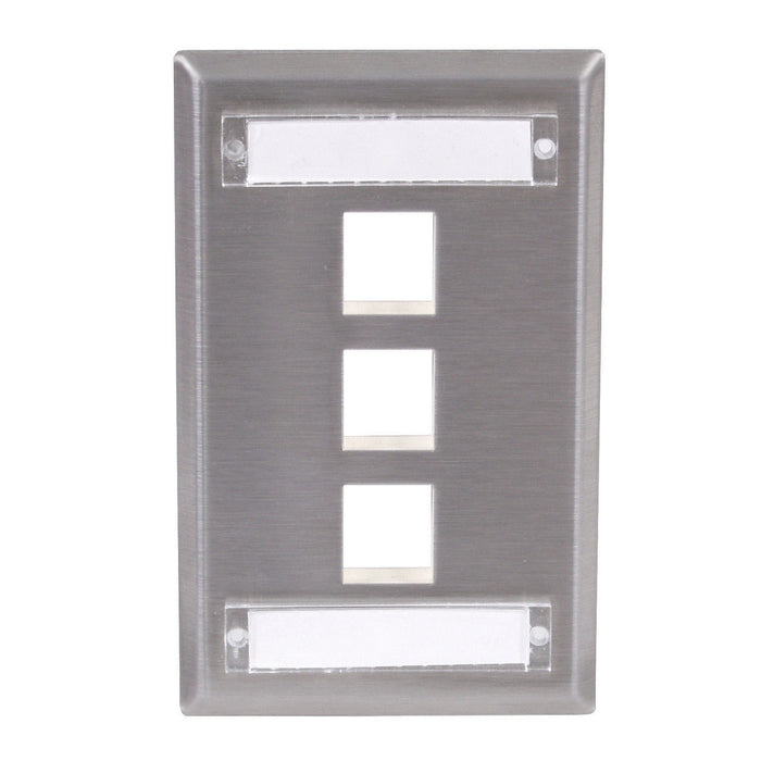 Bryant Plate Stainless Steel 1-Gang 3-Port With Label Field (SSFL13)
