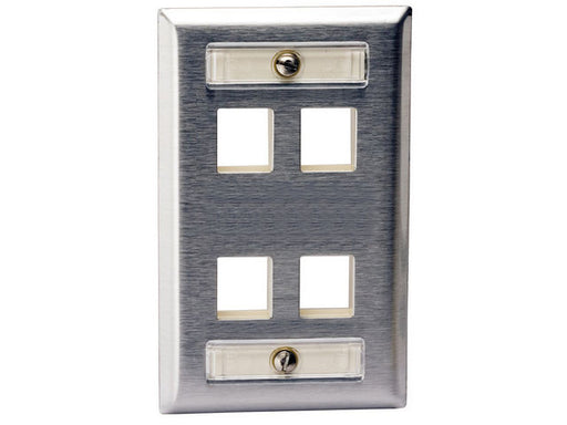 Bryant Plate Stainless Steel 1-Gang 4-Port With Label Field (SSFL14)