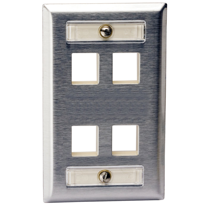 Bryant Plate Stainless Steel 1-Gang 4-Port With Label Field (SSFL14)