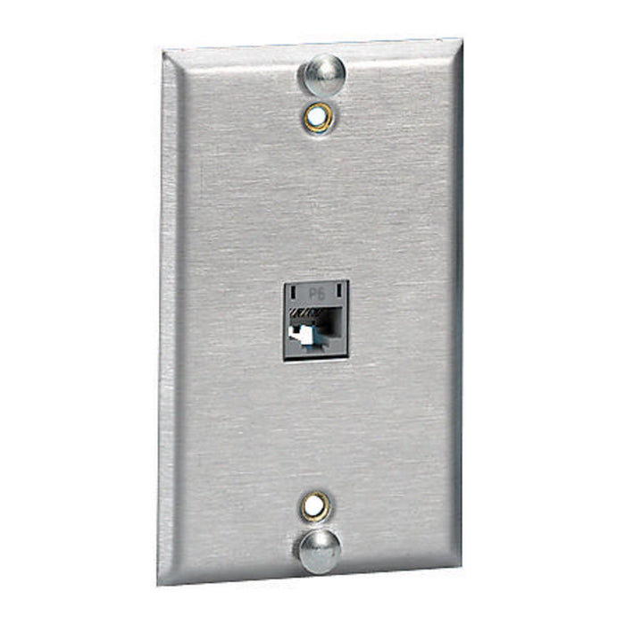 Bryant Plate Wall Phone CAT6 1-Gang 1-Port Flush Stainless Steel (SP6F)