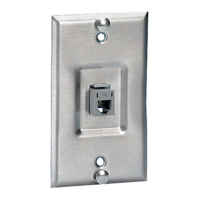 Bryant Plate Wall Phone CAT6 1-Gang 1-Port Recessed Stainless Steel (SP6R)