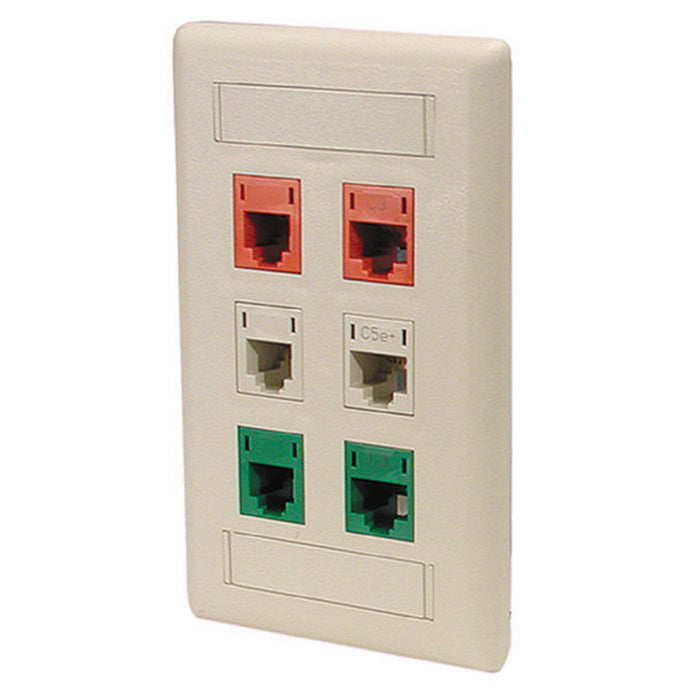 Bryant Plate Wall Flush 1-Gang 6-Port Office White (IFP16OW)