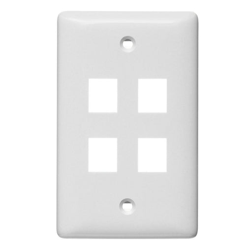 Bryant Plate Wall Label-Less 1-Gang 4-Port White (NSP14W)