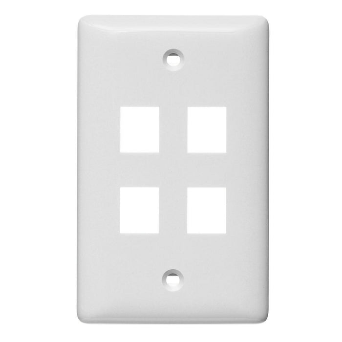 Bryant Plate Wall Label-Less 1-Gang 4-Port White (NSP14W)
