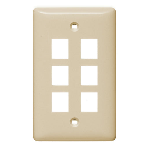 Bryant Plate Wall Label-Less 1-Gang 6-Port Light Almond (NSP16LA)