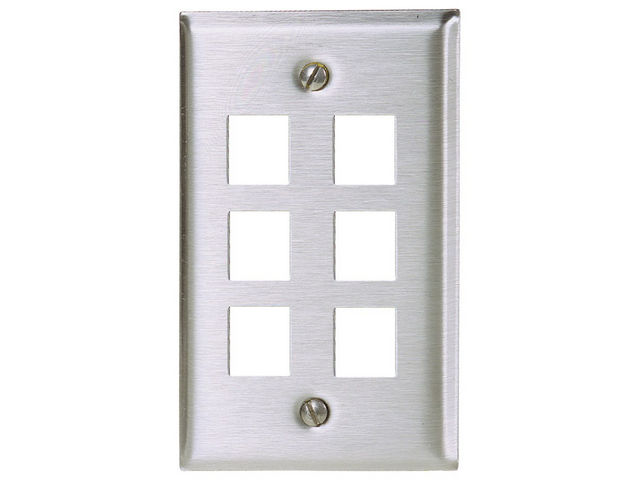 Bryant Plate Wall Stainless Steel 1-Gang 6-Port (SSF16)