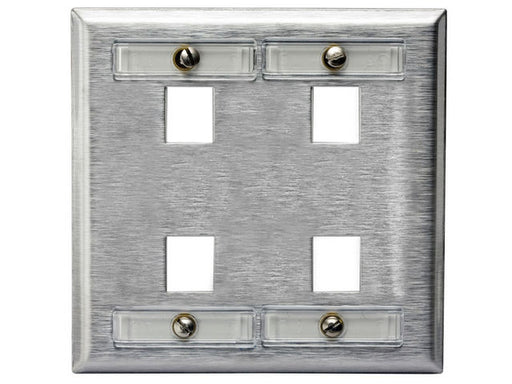 Bryant Plate Wall Stainless Steel 2-Gang 4-Port With Label Field Unloaded (SSFL24)