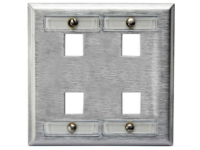 Bryant Plate Wall Stainless Steel 2-Gang 4-Port With Label Field Unloaded (SSFL24)