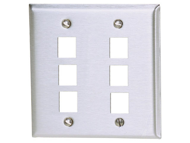 Bryant Plate Wall Stainless Steel 2-Gang 6-Port (SSF206)