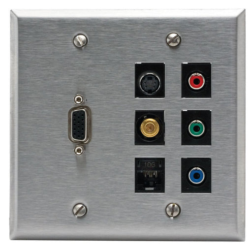 Bryant Plate Wall Stainless Steel 2-Gang 6-Port (SSF206)