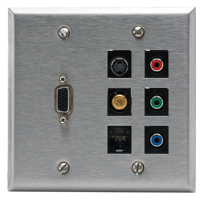 Bryant Plate Wall Stainless Steel 2-Gang 6-Port (SSF206)