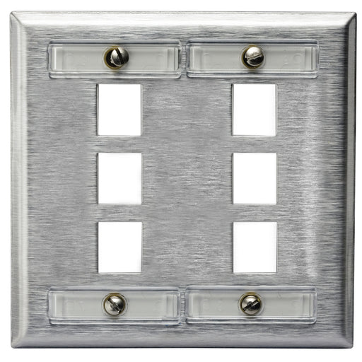 Bryant Plate Wall Stainless Steel 2-Gang 6-Port With Label Field Unloaded (SSFL26)