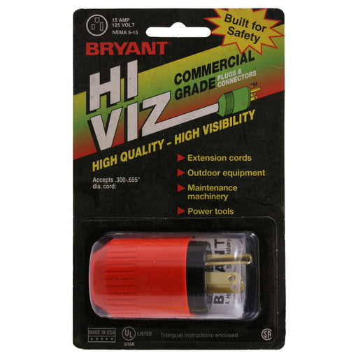 Bryant Plug 15A 125 5-15P Hi-Vis Orange (5156HVO)
