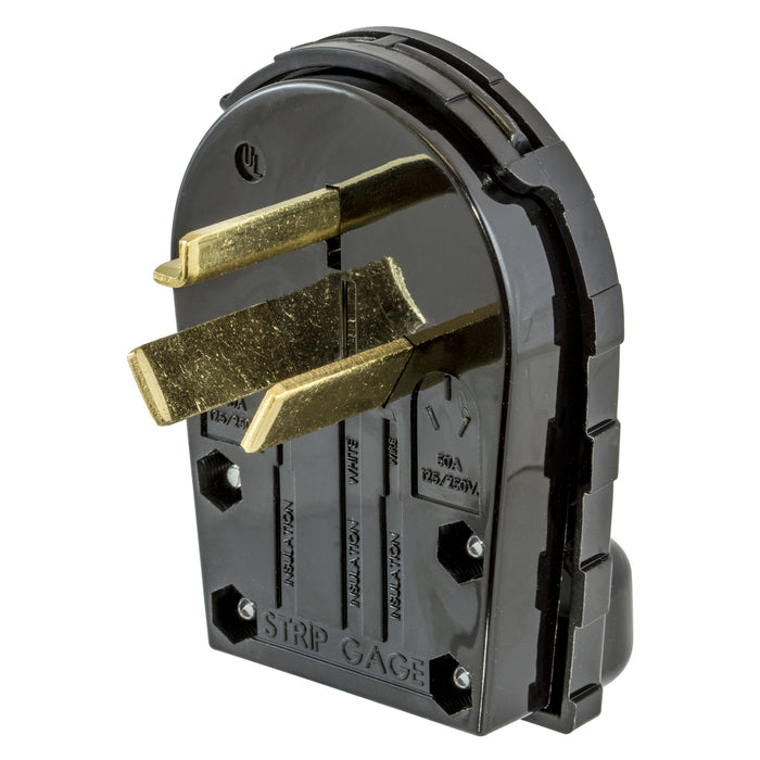 Bryant Plug Straight Blade 30A 125/250V 3P3W Angled Black (RR335P)