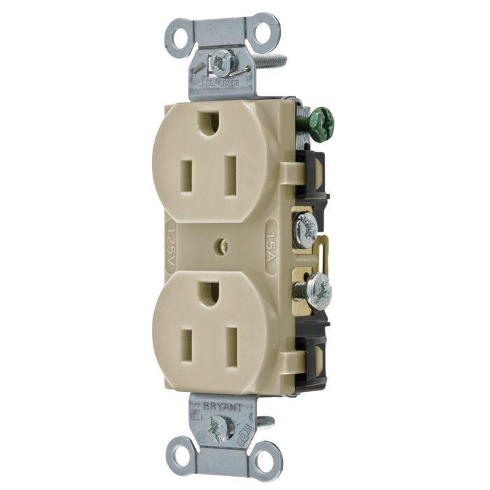 Bryant Receptacle Straight Blade Com Tamper-Resistant 15A 125V 5-15 Ivory (CBRS15ITR)