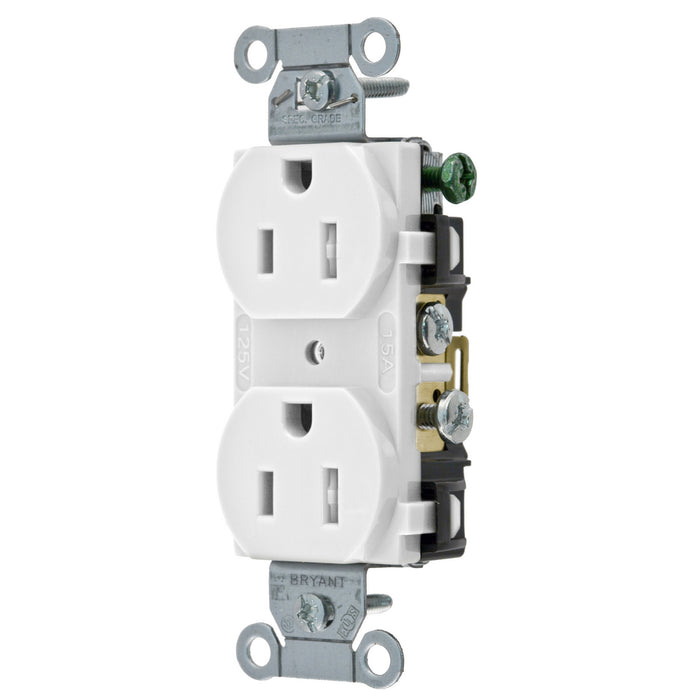 Bryant Receptacle Straight Blade Com Tamper-Resistant 15A 125V 5-15 White (CBRS15WTR)