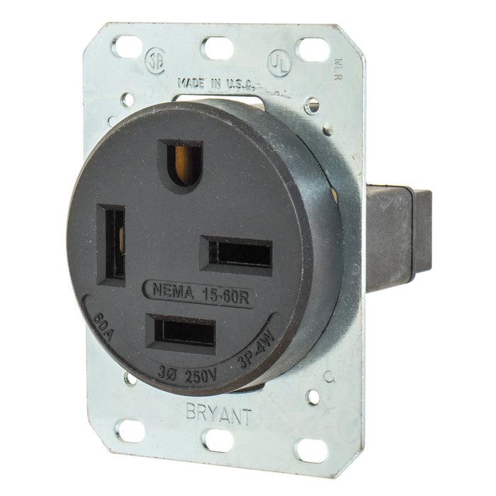 Bryant Receptacle 60A 3PH 260V 15-60R Black (8460FR)