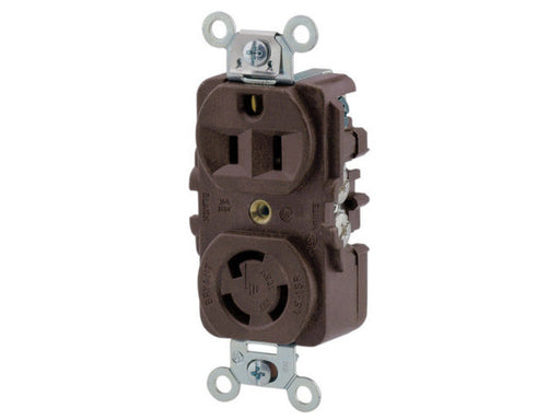 Bryant Receptacle Combination 15A 125V Straight Blade/Locking Brown (4792DR)