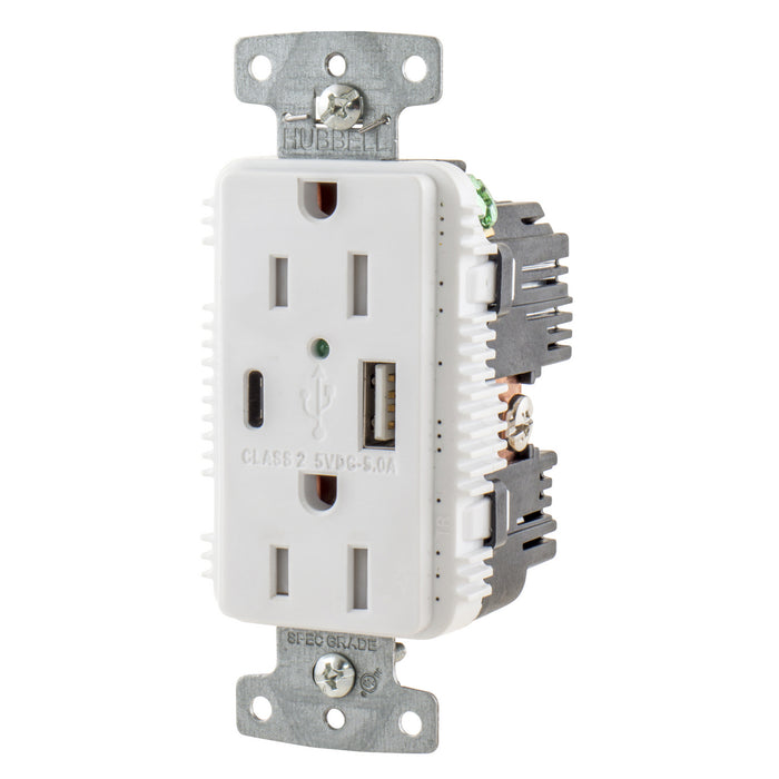 Bryant Receptacle Duplex 15A 125V 5A 5V USB Port AC White (USBB15AC5W)