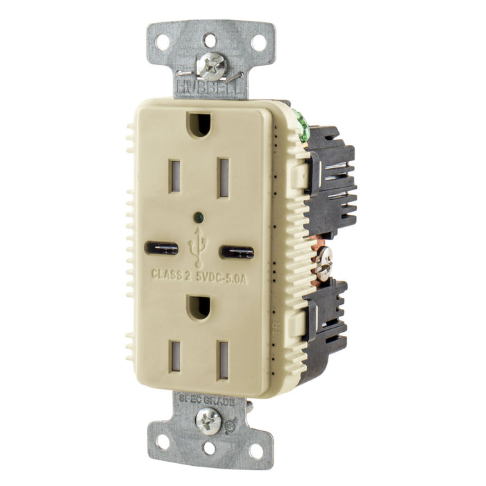 Bryant Receptacle Duplex 15A 125V 5A 5V USB Port C Ivory (USBB15C5I)