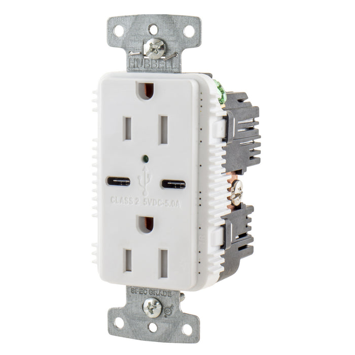 Bryant Receptacle Duplex 15A 125V 5A 5V USB Port C White (USBB15C5W)