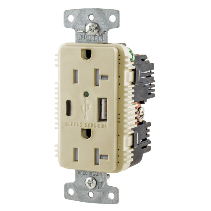 Bryant Receptacle Duplex 20A 125V 5A 5V USB Port AC Ivory (USBB20AC5I)