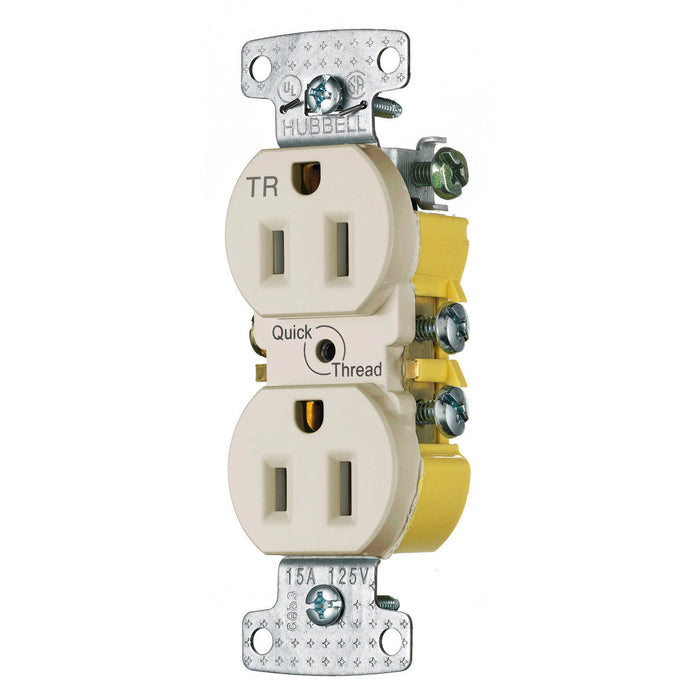 Bryant Receptacle Duplex Tamper-Resistant 15A 125V Quick Thread Light Almond (RR15QLATR)