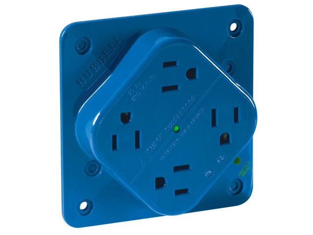 Bryant Receptacle Quadplex Surge Protective Device Hospital Grade 15A 125V 5-15R Blue (1254HSA)