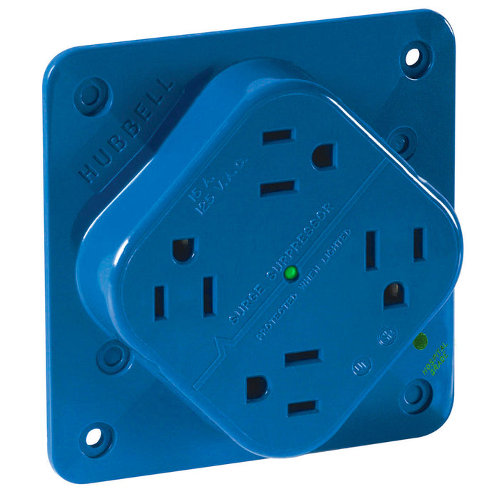 Bryant Receptacle Quadplex Surge Protective Device Hospital Grade 15A 125V 5-15R Blue (1254HSA)