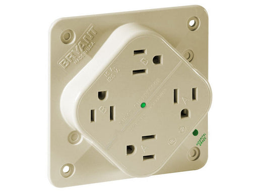 Bryant Receptacle Quadplex Surge Protective Device Hospital Grade 15A 125V 5-15R Ivory (1254HSIA)