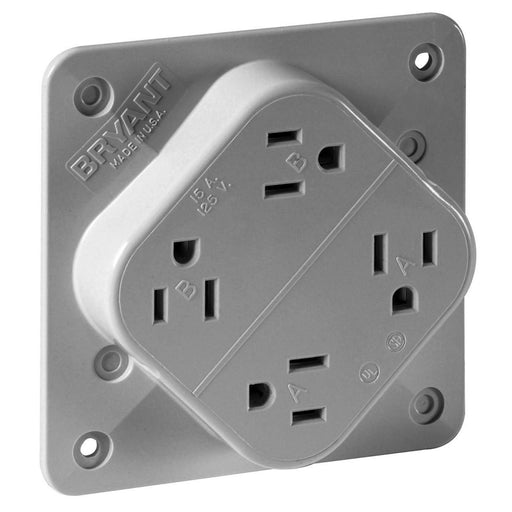 Bryant Receptacle Quadplex 15A 125V 5-15R Gray (1254GY)