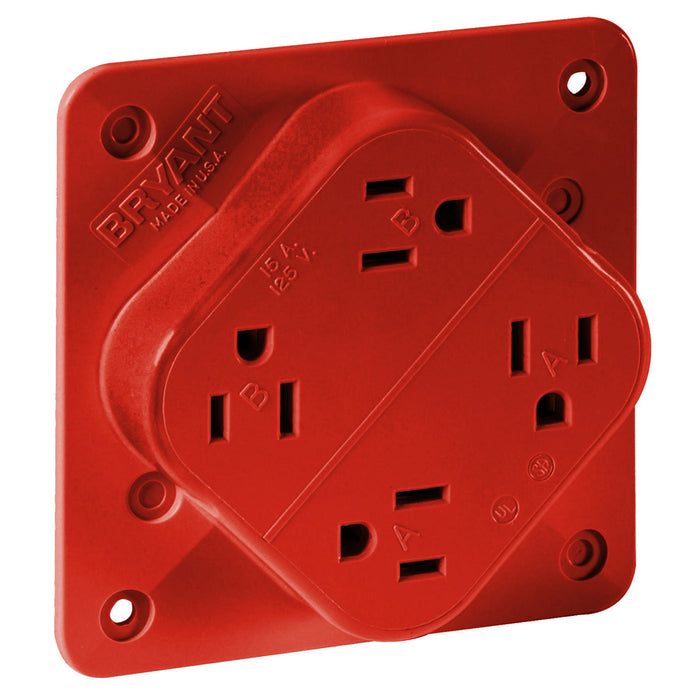 Bryant Receptacle Quadplex 15A 125V 5-15R Red (1254R)