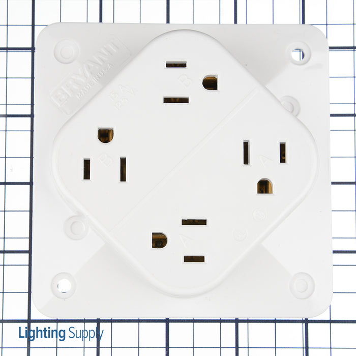 Bryant Receptacle Quadplex 15A 125V 5-15R White (1254W)