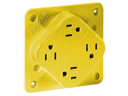 Bryant Receptacle Quadplex 15A 125V 5-15R Yellow (1254YP)