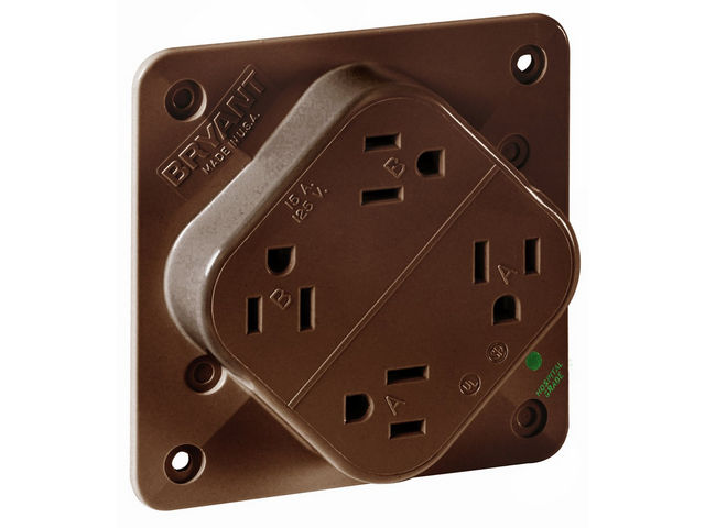 Bryant Receptacle Quadplex Hospital Grade 15A 125V 5-15R Brown (1254HB)