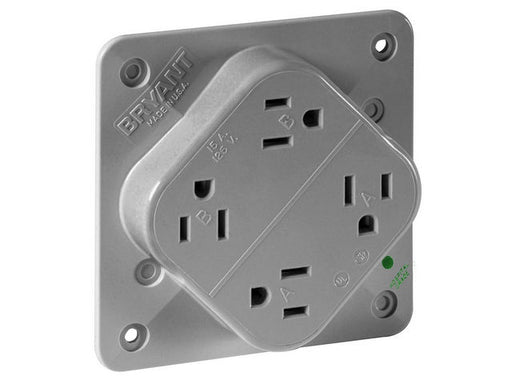 Bryant Receptacle Quadplex Hospital Grade 15A 125V 5-15R Gray (1254HGY)