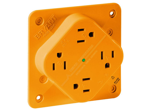 Bryant Receptacle Quadplex Industrial Grade 15A 125V 5-15R Orange (1254IGO)