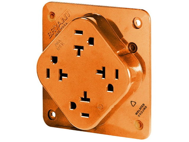 Bryant Receptacle Quadplex Industrial Grade 20A 125V 5-20R Orange (21254IGO)