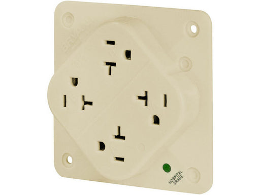 Bryant Receptacle Quadplex Industrial Grade Hospital Grade 20A 125V 5-20R Ivory (21254HI)