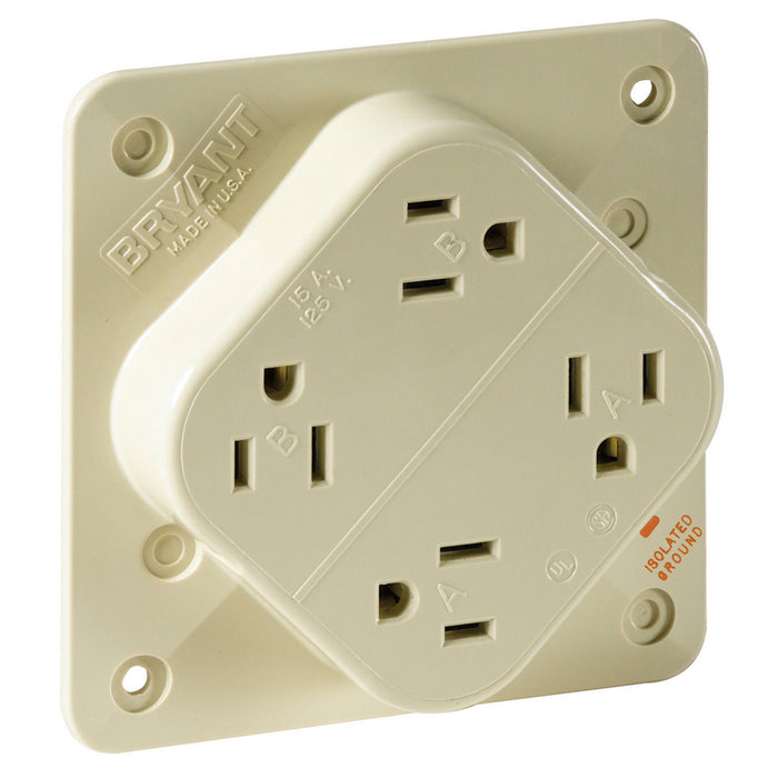 Bryant Receptacle Quadplex Surge Protective Device 15A 125V 5-15R Ivory (1254SIA)