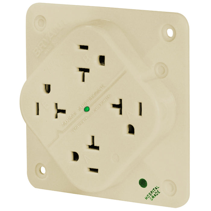 Bryant Receptacle Quadplex Surge Protective Device Hospital Grade 20A 125V 5-20R Ivory (21254HSIA)