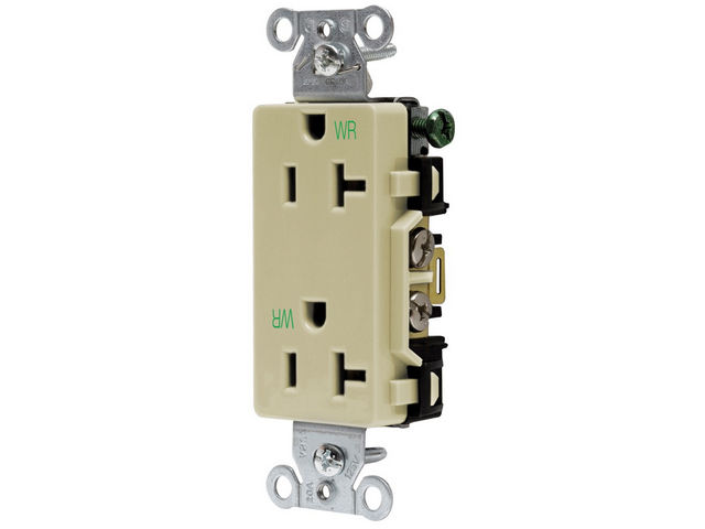 Bryant Receptacle Straight Blade Decorator Water Resistant/Tamper Resistant 20A 125V 5-20R Ivory (DRS20IWRTR)