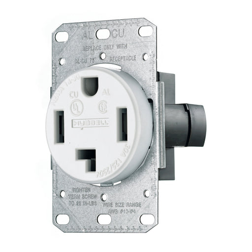 Bryant Receptacles Straight Blade 30A 125/250V 3P4W Flush Mount White (RR430FW)