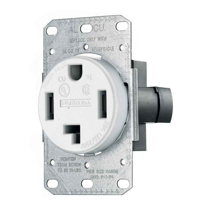 Bryant Receptacles Straight Blade 30A 125/250V 3P4W Flush Mount White (RR430FW)