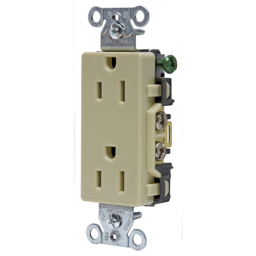 Bryant Receptacles Straight Blade Commercial Decorator 15A 125V 5-15R Ivory (DRS15I)