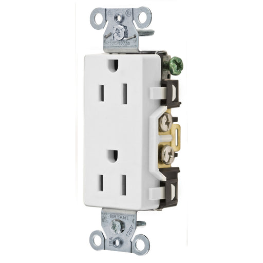 Bryant Receptacles Straight Blade Commercial Decorator 15A 125V 5-15R White (DRS15WHI)