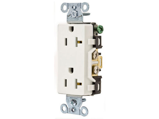 Bryant Receptacles Straight Blade Commercial Decorator 20A 125V 5-20R White (DRS20WHI)