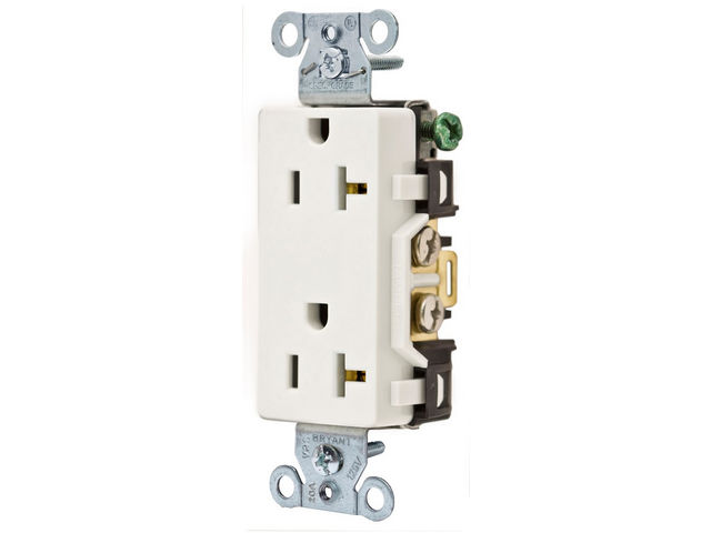 Bryant Receptacles Straight Blade Commercial Decorator 20A 125V 5-20R White (DRS20WHI)