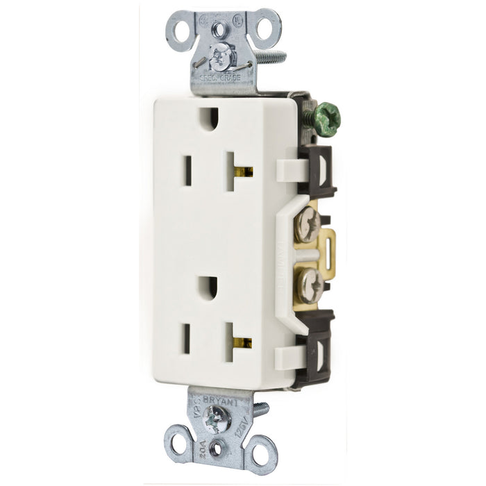 Bryant Receptacles Straight Blade Commercial Decorator 20A 125V 5-20R White (DRS20WHI)