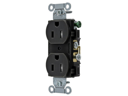 Bryant Receptacles Straight Blade Commercial Tamper-Resistant 15A 125V 5-15R Black (CRS15BLKTR)